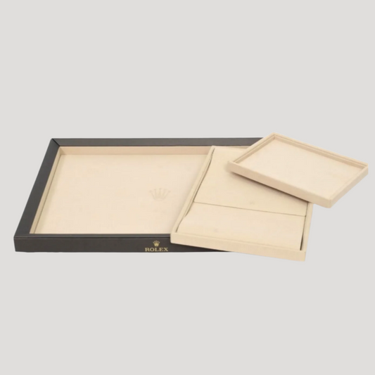 Rolex Wood & suede leather Watch Presentation Tray Display/