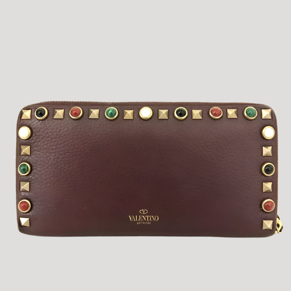 Valentino Caravani colorful stones rock studs wallet leather bag / sac / tasche Rare