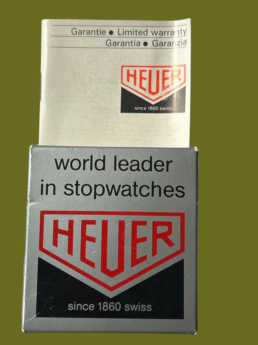 Heuer Vintage Stopwatch Stopuhr with warranty & box Beautiful Patina Dial Rare