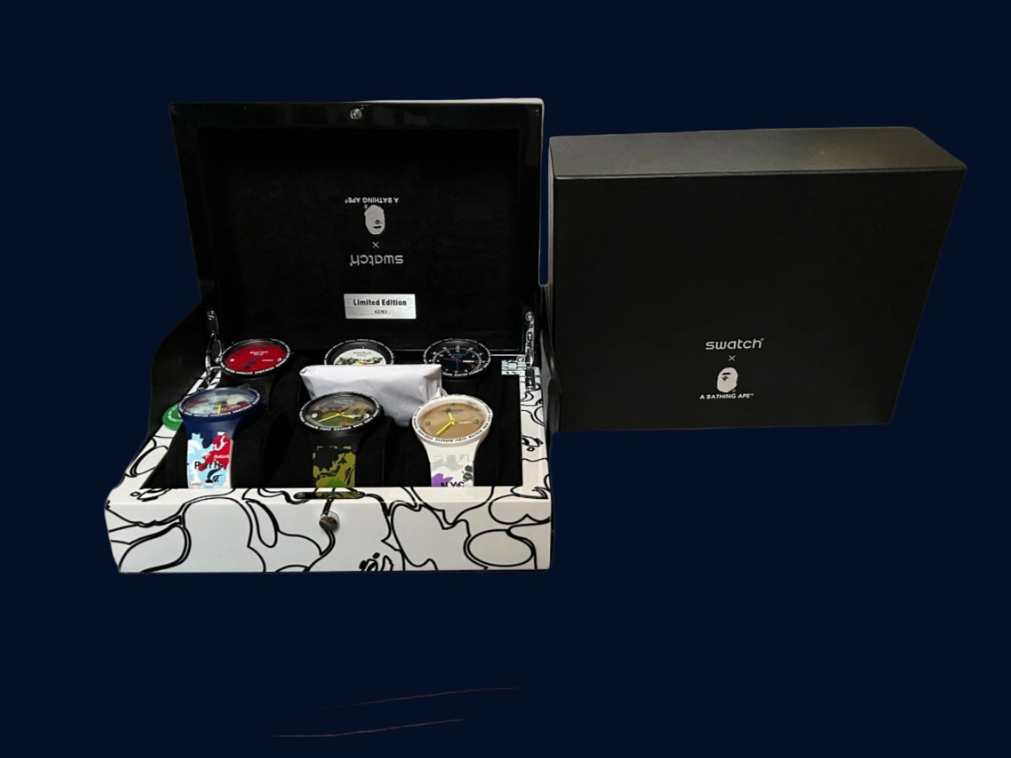 Swatch & A Bathing Ape (Bape) Tokio Collection of 6 watches New Full Set Rare Limited Edition