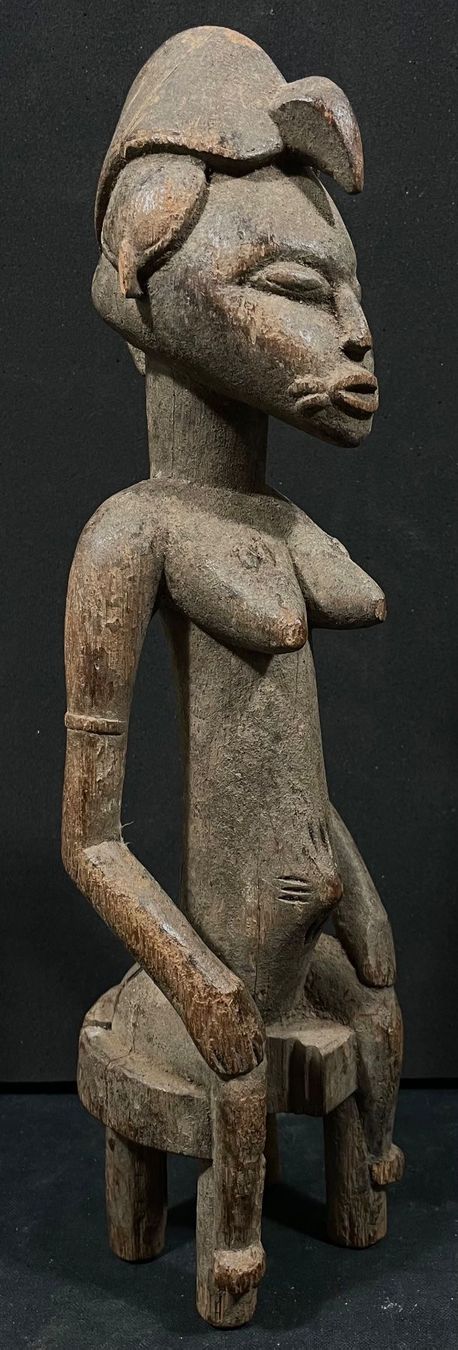 Senufo Ivory Coast Sitting Figure Sculpture, XIX century Rare