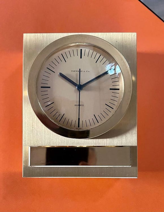 Tiffany Brass Desk / Table Clock/ Pendulette