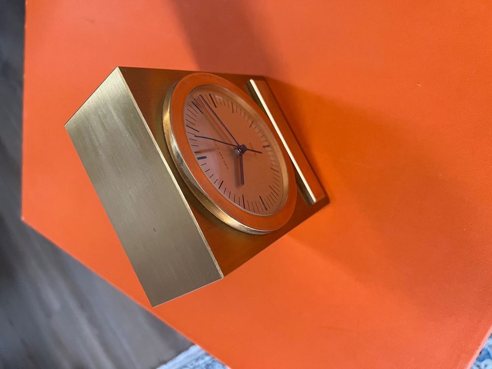 Tiffany Brass Desk / Table Clock/ Pendulette