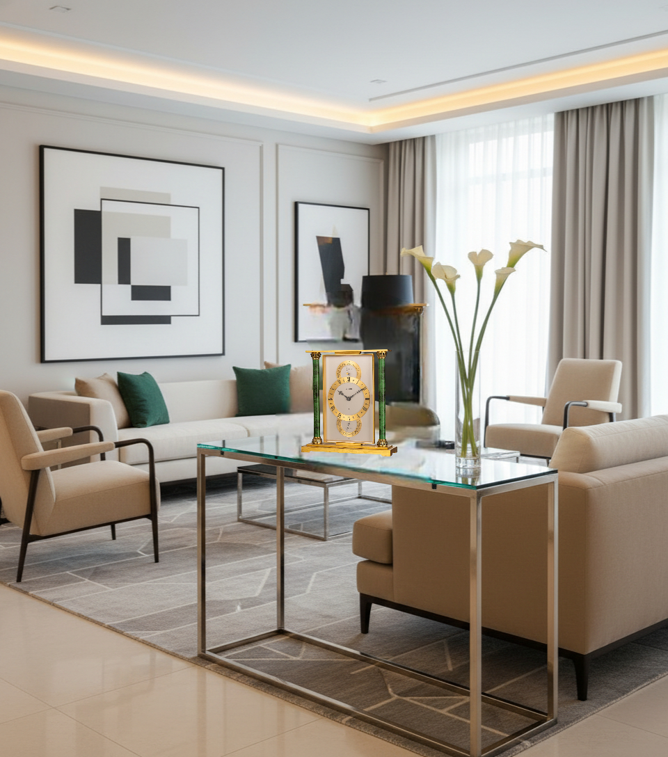 Jaeger-LeCoultre 8 Days Barometer and Thermometer.Desk Clock ca 1970''Rare