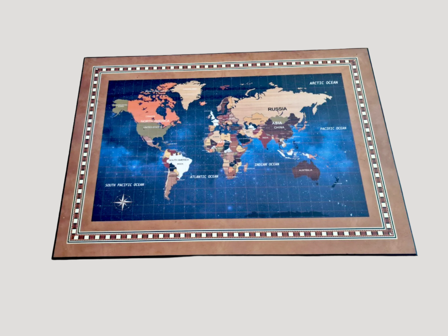 Large Woden Box for 6 watches & jewellery Rare with world map motif