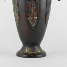 Magnificent patina bronze cloisonné dragon vase H 54 cm, Japan 19th c