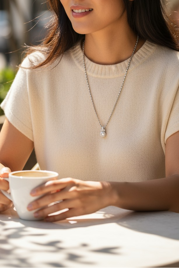 Chopard 18k White Gold Necklace with Happy Diamond Pendent & Attestation