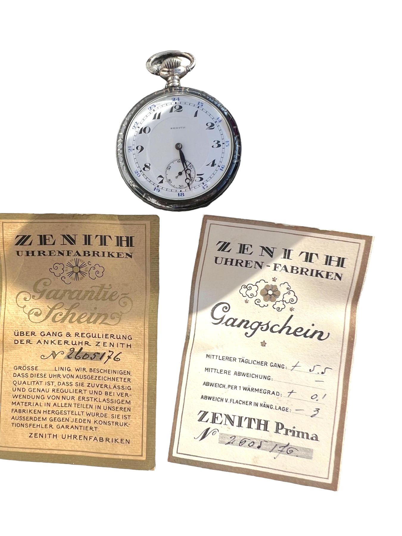 Zenith Rare Vintage Pocket Watch 1922', original box and warranty