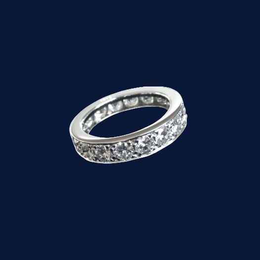 Bucherer White Gold 18 k Ring paved with Diamonds 3.20 ct.