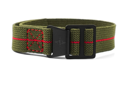 Paratrooper PVD Strap Khaki Green and Red (18, 21 & 24 mm) NEW