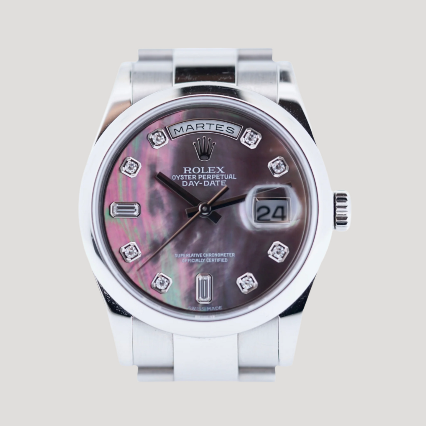 Rolex Day-Date 18K White Gold, mother pearl dial