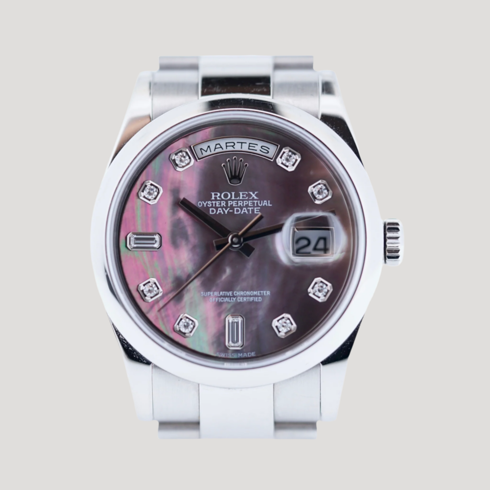 Rolex Day-Date 18K White Gold, mother pearl dial