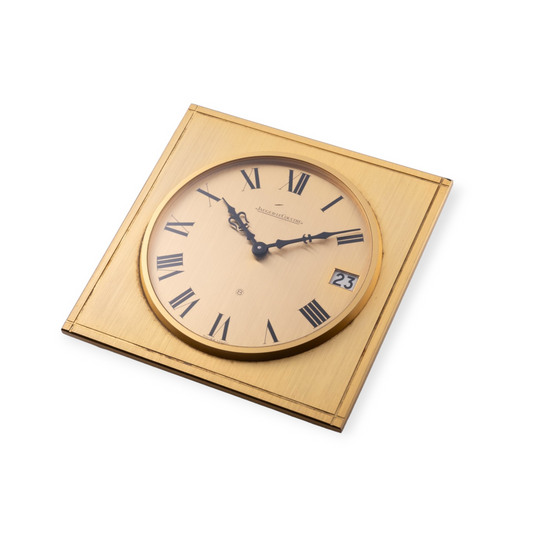 Jaeger-LeCoultre Vintage brass manual wind 8 day going desk clock with date