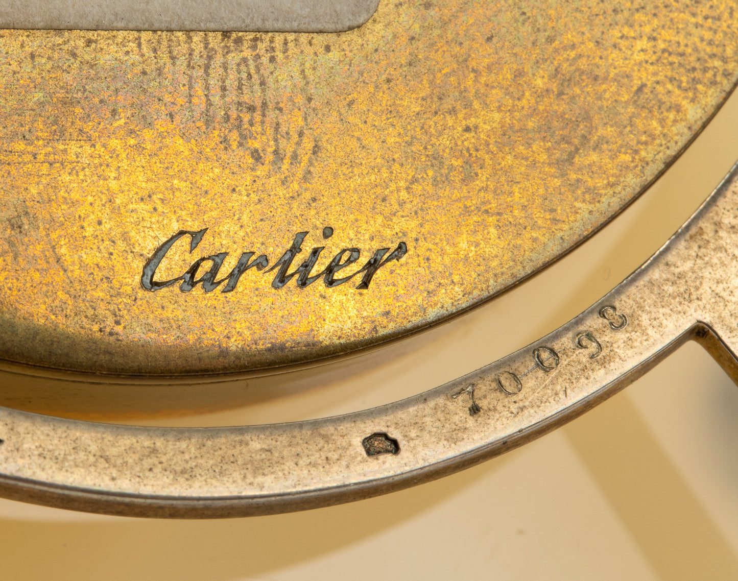 Cartier Art Déco agate and silver table clock / horloge/ tischuhr set with diamonds, 1920'