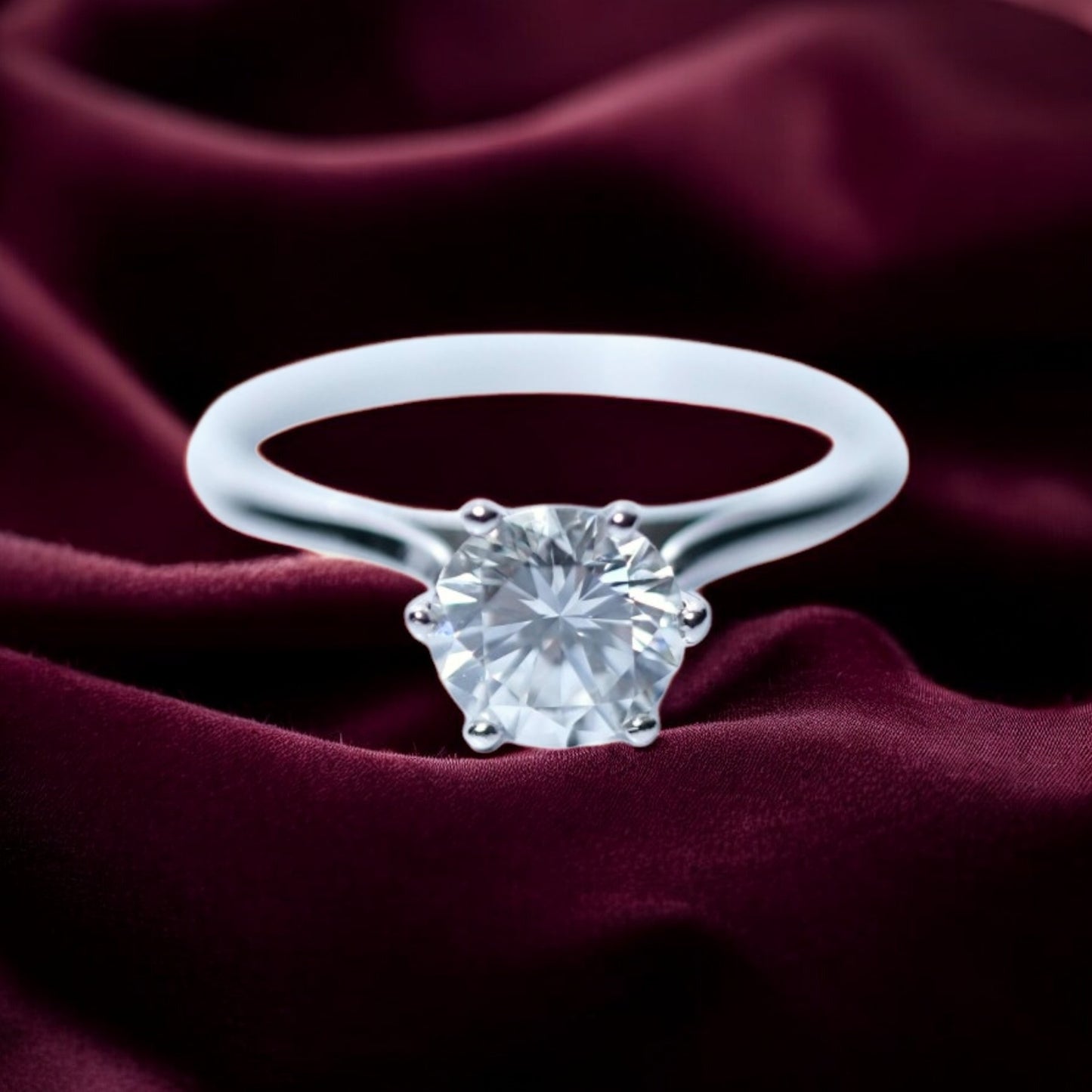 18 k White Gold Solitaire Ring, Brilliant cut diamond 1.04 c