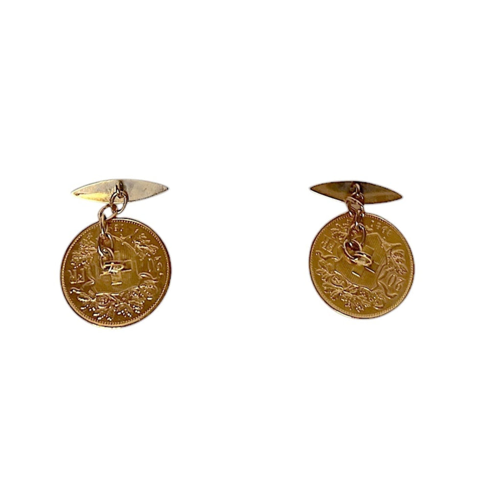 18k Gold Coin Heletia cufflinks