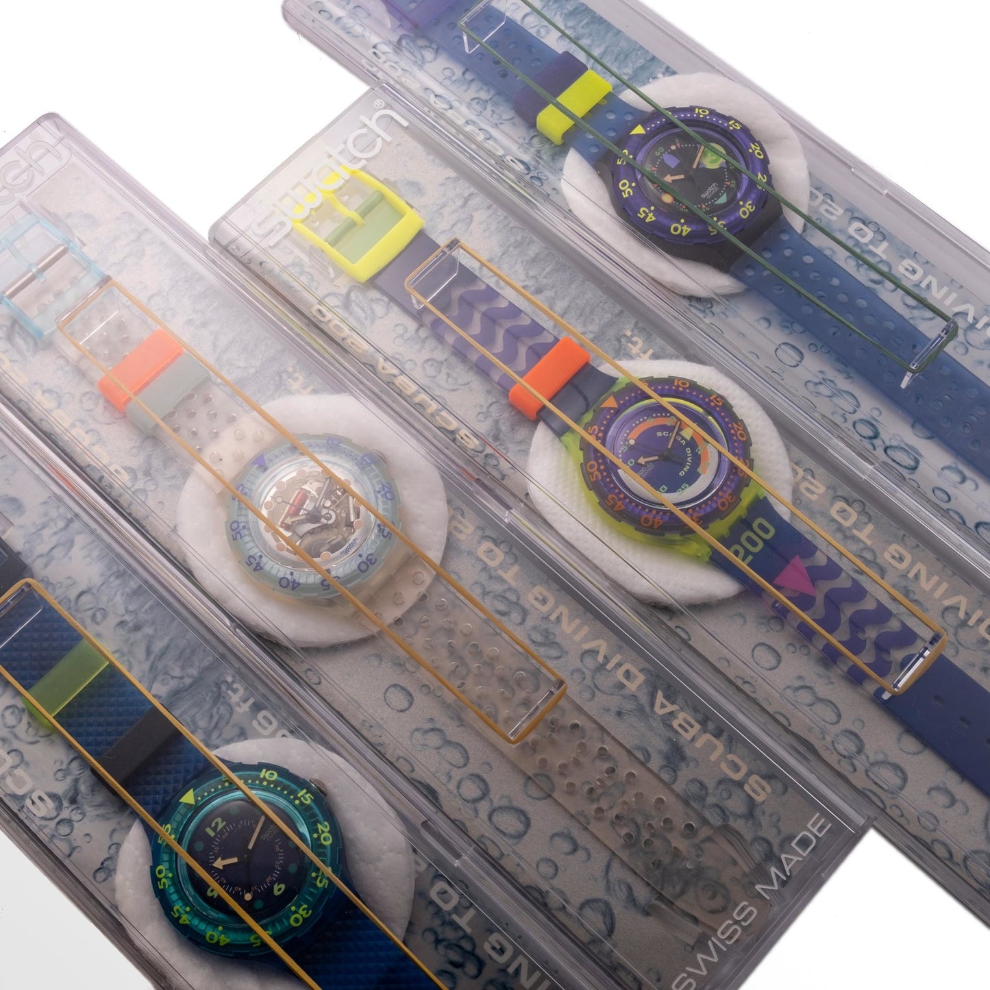 Swatch Collection Scuba 200, Aquachrono of 44 watches New Rare Discontinued