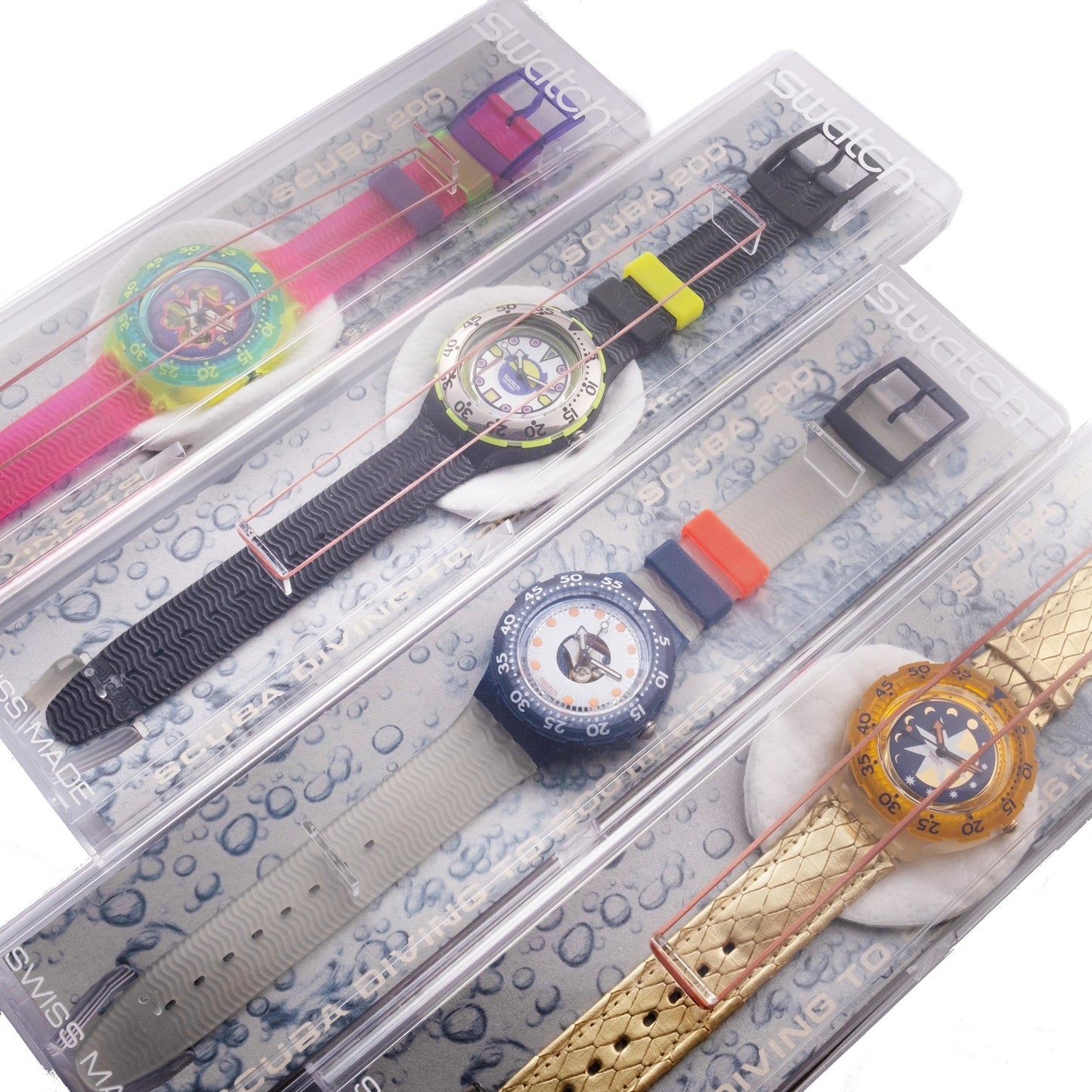 Swatch Collection Scuba 200, Aquachrono of 44 watches New Rare Discontinued
