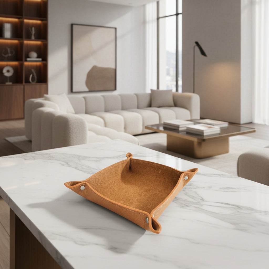 24Time Finest Large Handmade New Vide-poches in brown leather