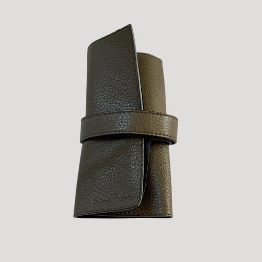 24Time New High Quality Loden Green Leather Travel Pouch for 3 Watches