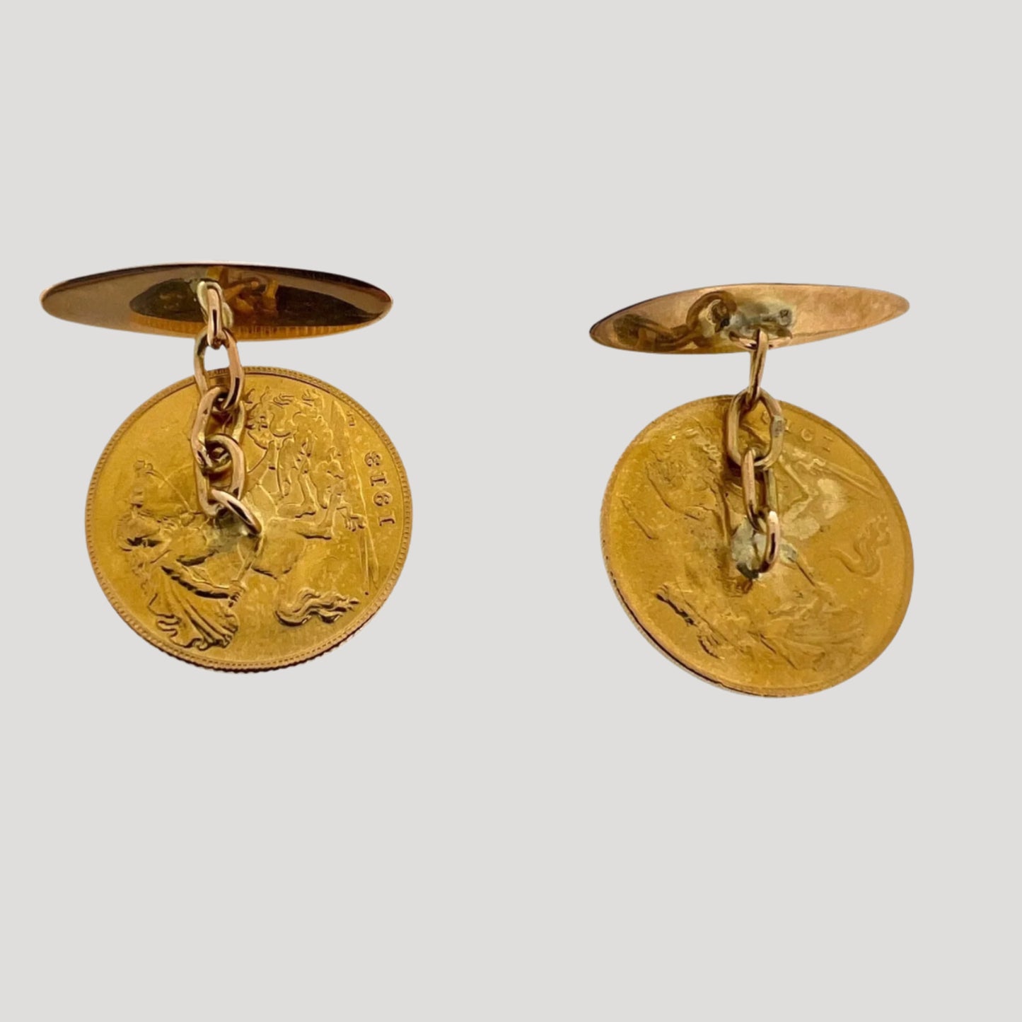 Fine 24K Gold 1913 French Empire Coin Cufflinks / Boutons manchettes /Manschettenknöpfe Rare