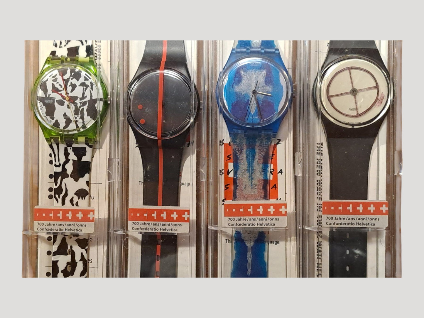 Swatch Special Numbered Edition Art Set of 4 Watches commemorating Switzerland's 700th anniversary in 1991 New Rare Discontinued