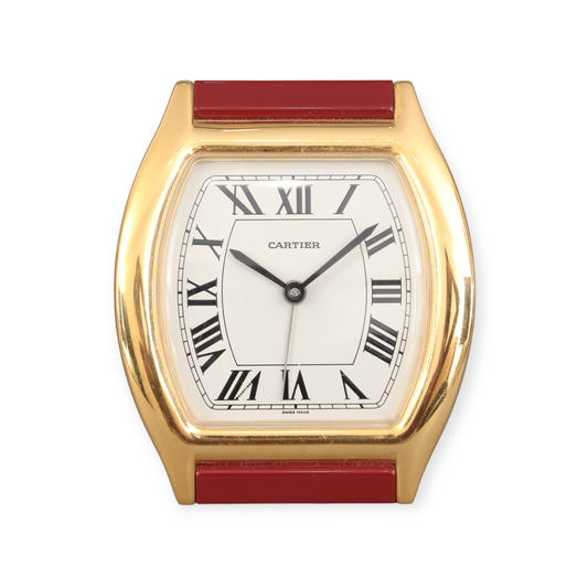 Cartier Tortue Must 'Tortue' model Table Clock with Cartier Certificate & box Discontinued