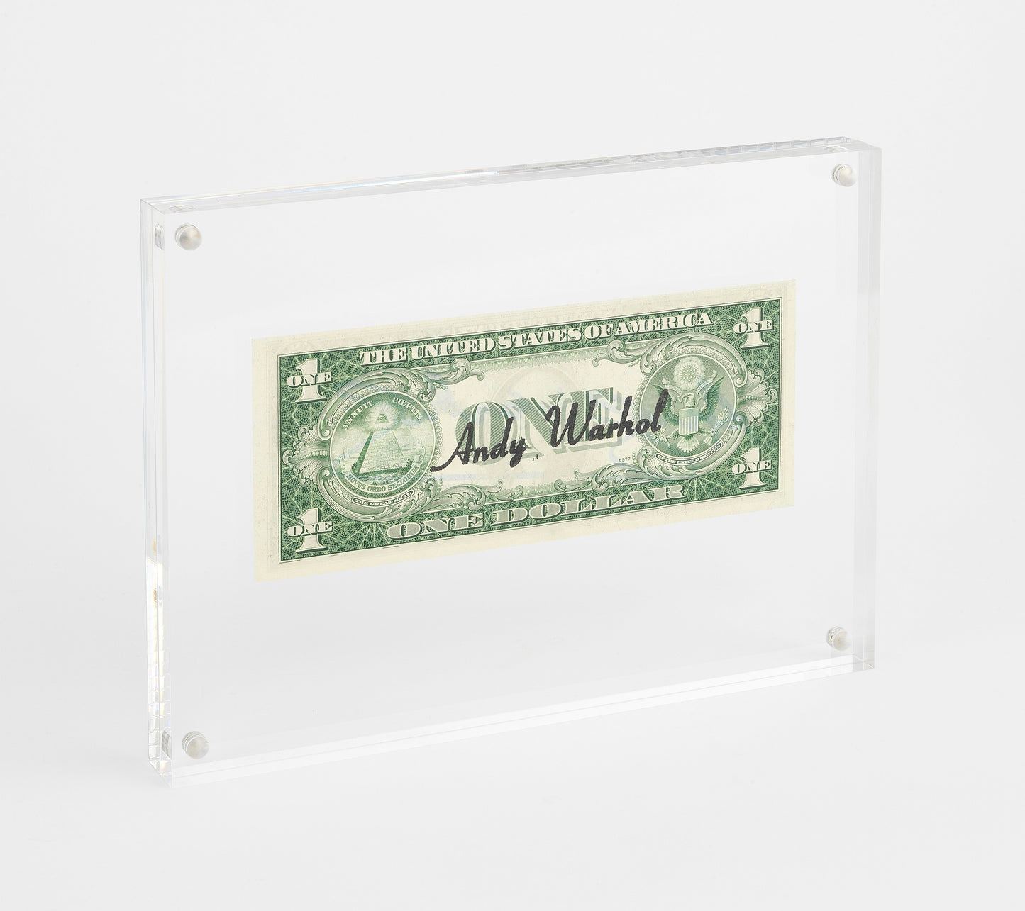 Andy Warhol signed 1 dollar with authenticity certificate