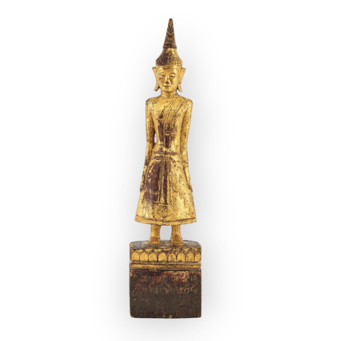 Rare antique Buddha, Birmanie, 19th c, Carved and gilded wood