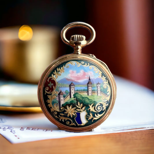 Vacheron Constantin 18k Gold Pendant & Pocket Watch Taschenuhr / Montre de poche Handpainted year 1901