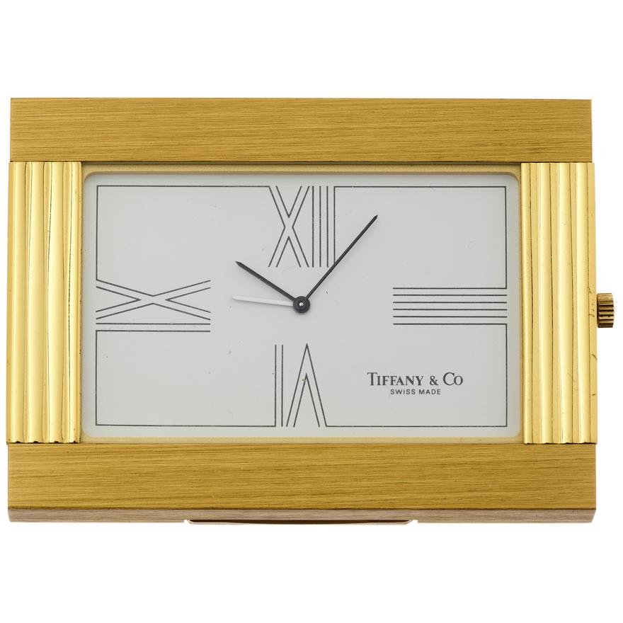 Tiffany Art Deco Brass Desk / Table Clock/ Pendulette Ref. 2707 with its original Tiffany box