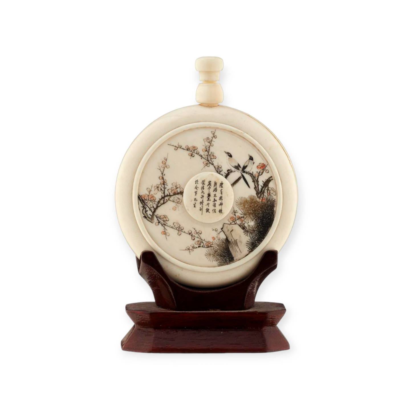 Ivory Sculpted Snuff bottle Collector Rare