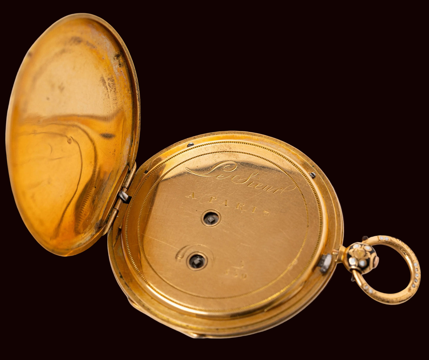 “Le Sieur à Paris” 18k Gold jumping hour open-face pocket watch early 19c Rare Collector