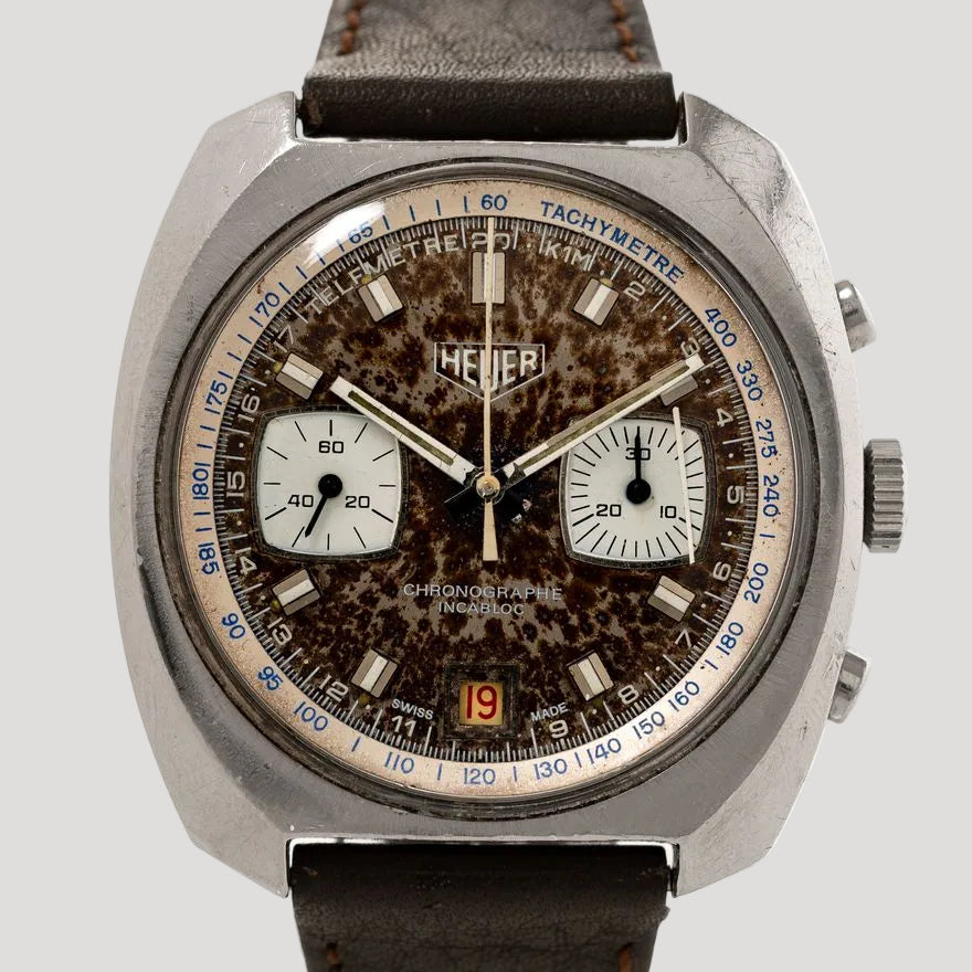 Vintage Heuer Chronograph Sfumato Patina Dial Reference 905 from 1970s