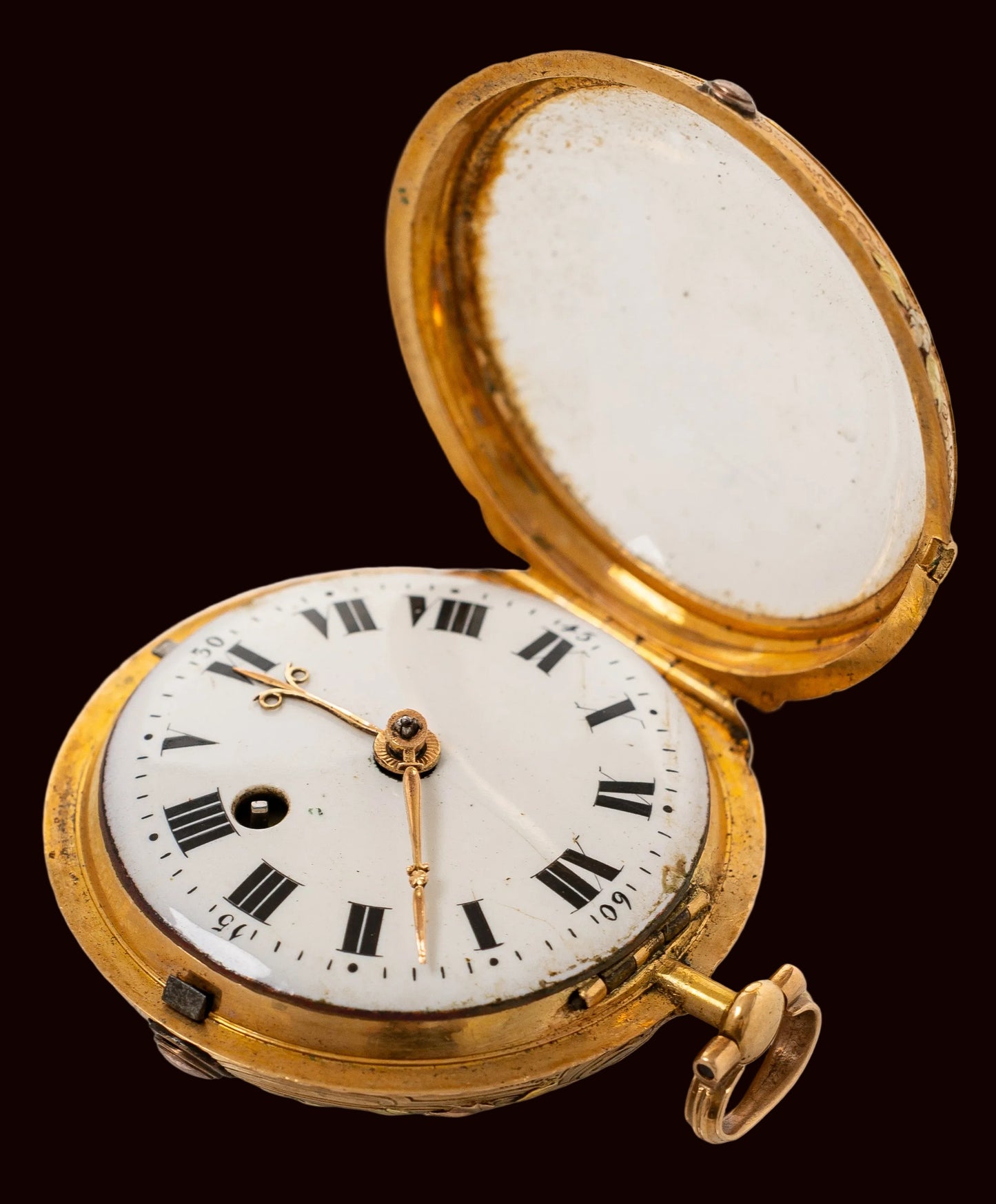 Ageron Paris 18k Gold Enamel Hand painted pocket watch 1780' Rare Collector