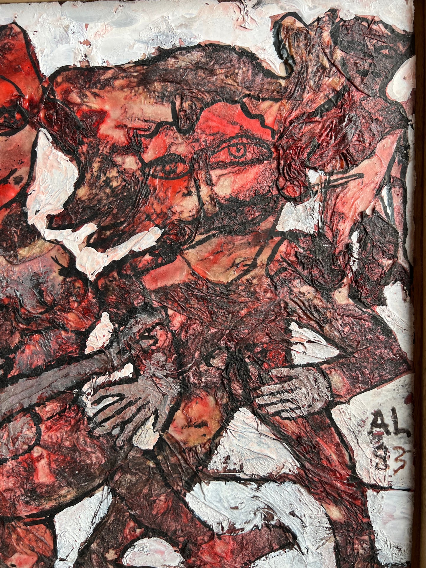 Alain LACOSTE (1935-2022), Untitled (Red Figures). Oil on panel Painting. Monogrammed and dated.