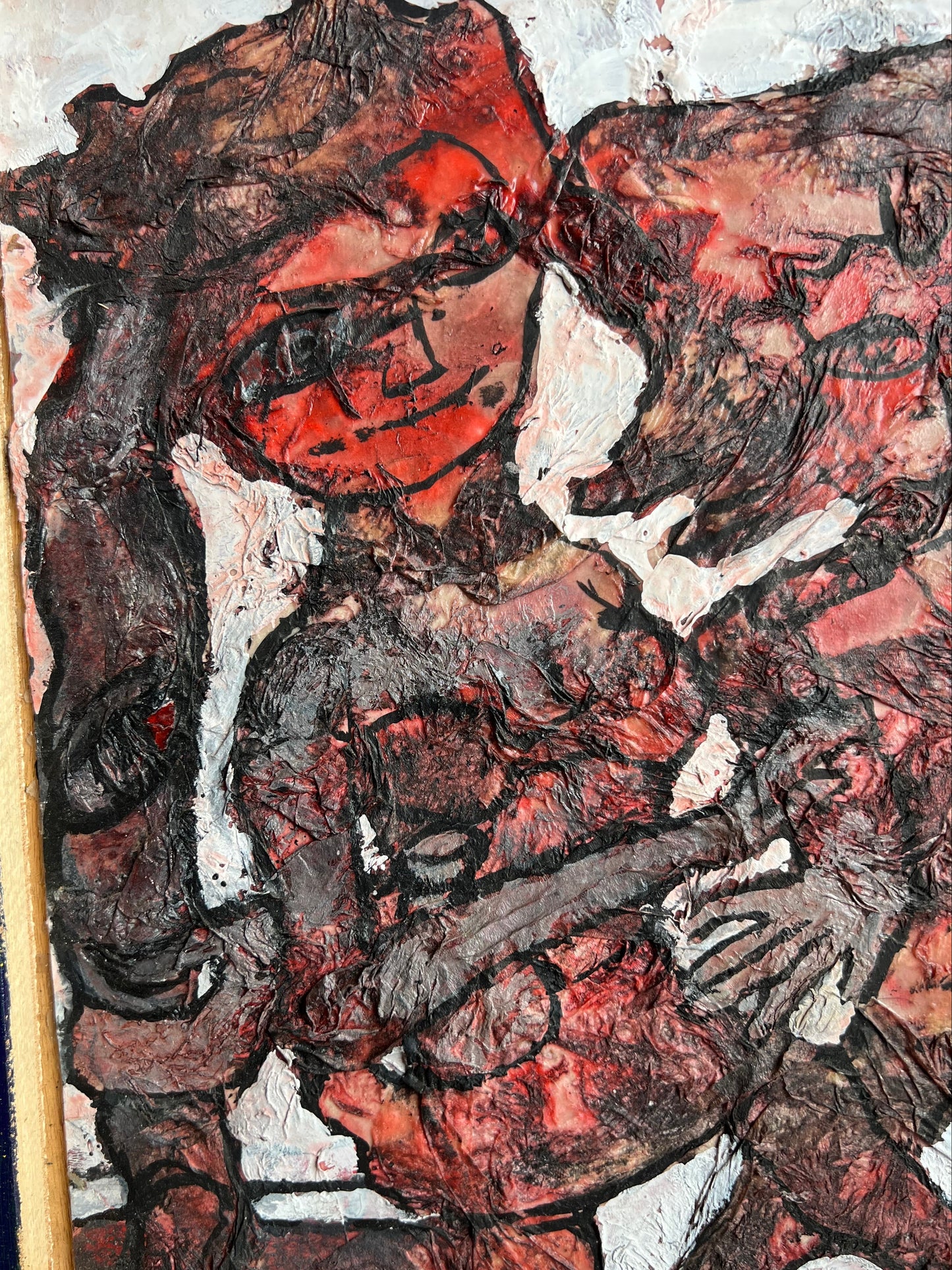 Alain LACOSTE (1935-2022), Untitled (Red Figures). Oil on panel Painting. Monogrammed and dated