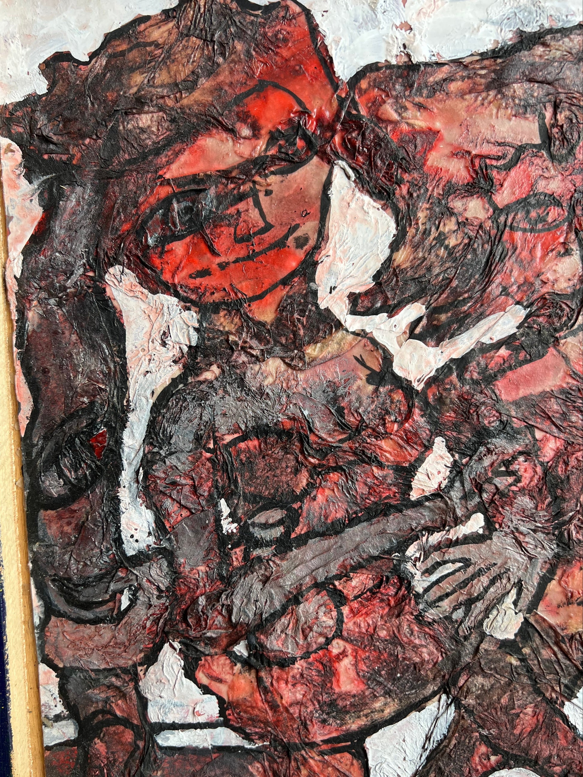 Alain LACOSTE (1935-2022), Untitled (Red Figures). Oil on panel Painting. Monogrammed and dated