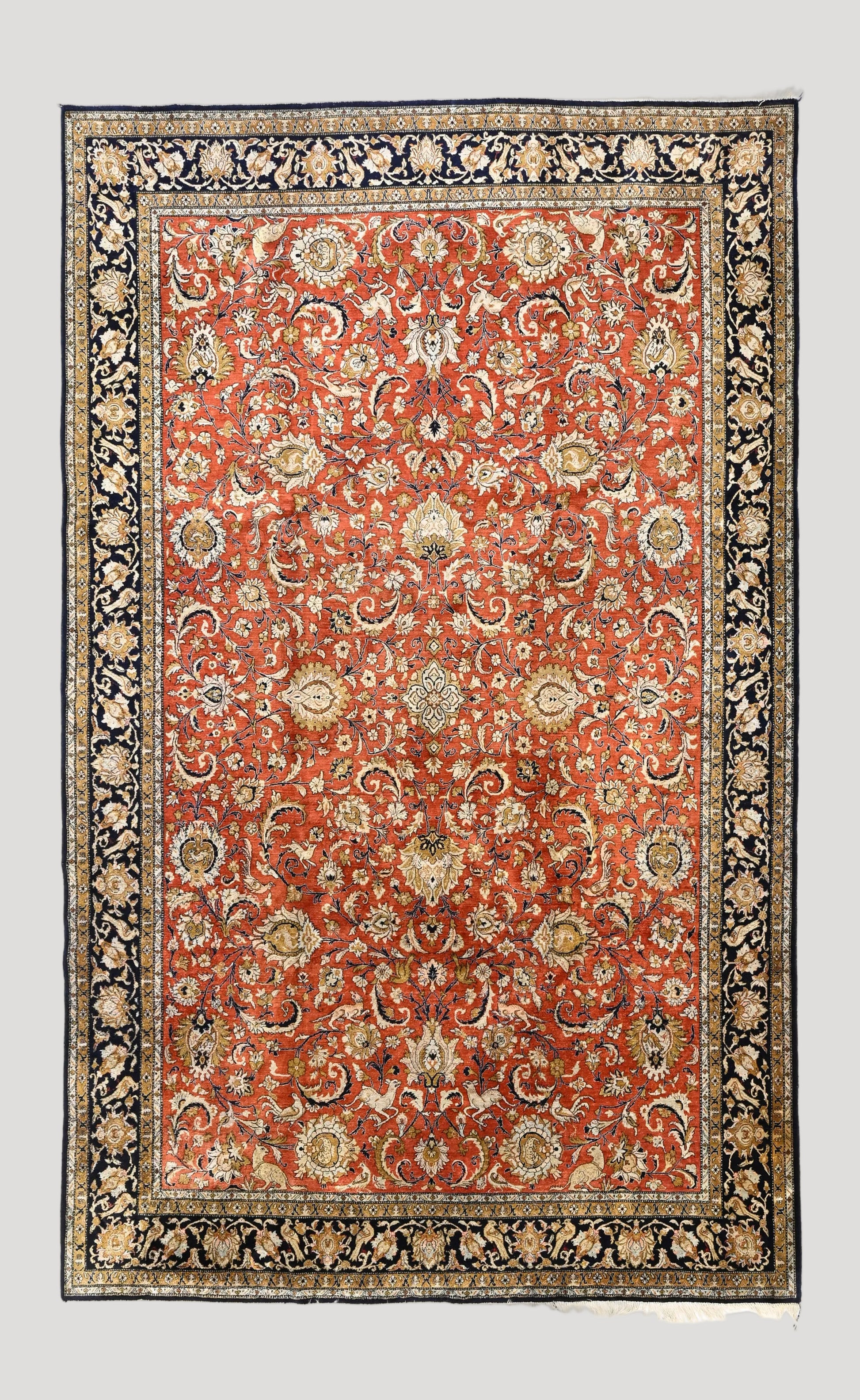 Ancient Ghom large silk carpet/ tapis/ teppich, Iran 20c
