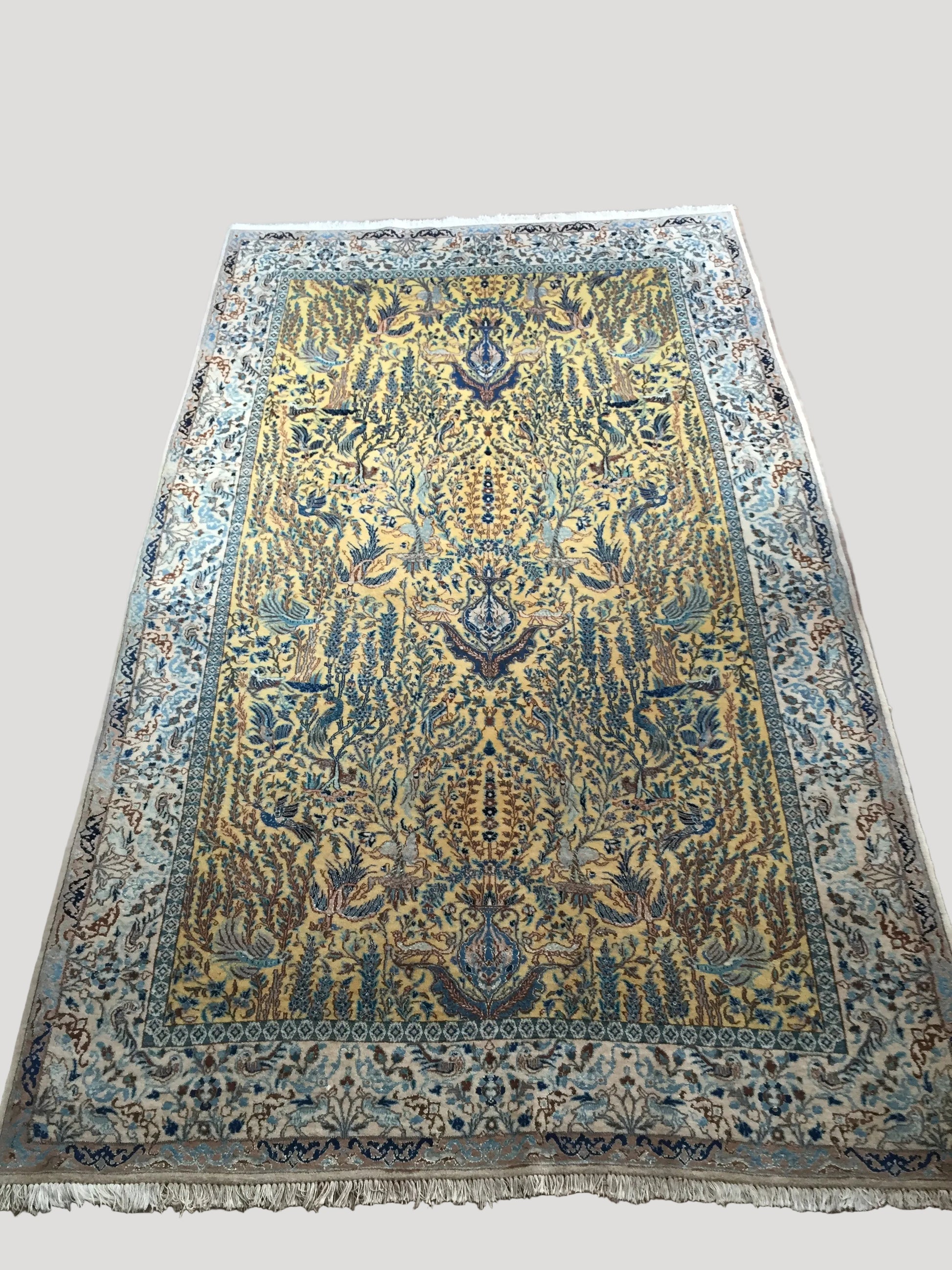 Ancient Nain silk & wool carpet/ tapis/ teppich, Iran 20c