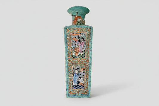 Ancient Vase China (1644-1912), unique polychrome enamelled porcelain