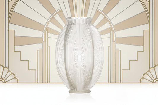 Antique Art Deco pressed-molded Glass Vase, signed Sabino France 1930'