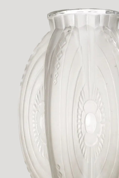 Antique Art Deco pressed-molded Glass Vase, signed Sabino France 1930'
