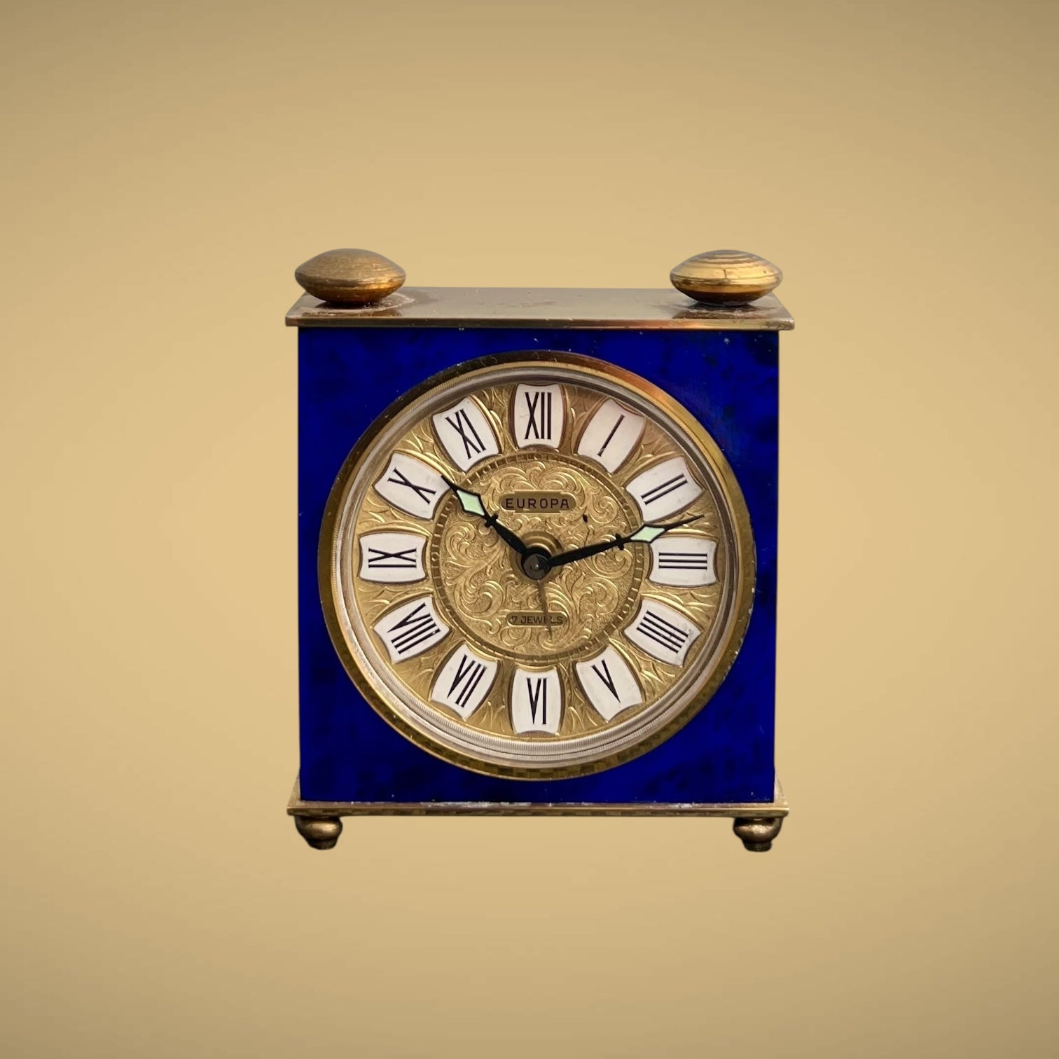 Art Deco Lapis Lazuli Table Clock /Horloge de table/Tischuhr Rare