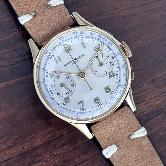 Baume & Mercier Genève 18k Gold Chronograph Vintage Watch