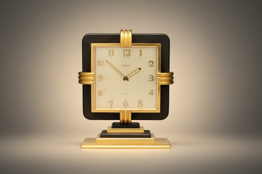 Bucherer Brass Table Clock /Horloge de table/Tischuhr Rare ca 1980