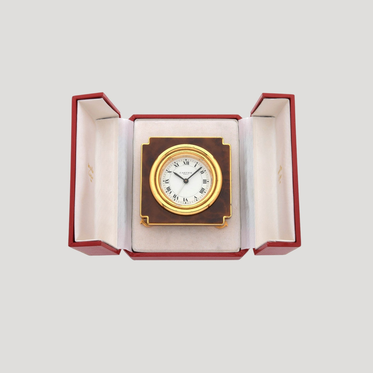 Cartier Alarm Table Clock/ Pendulette 1980' with its original Cartier box