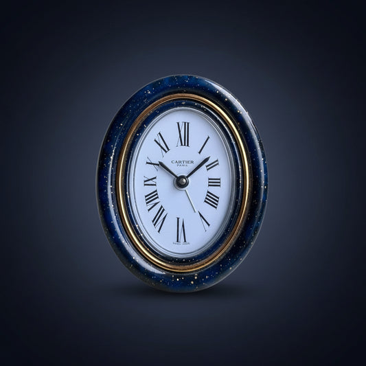 Cartier Alarm Table Clock/ Pendulette Blue 1980s