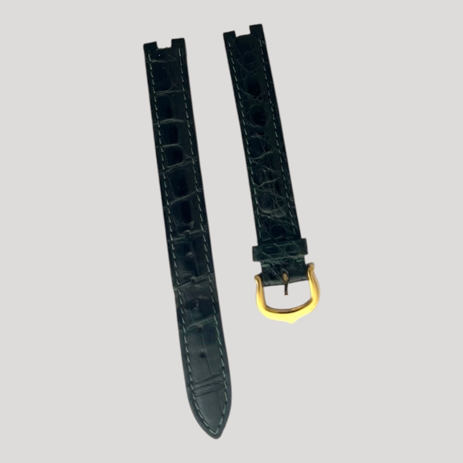 Cartier Croco leather Dark Green band/ strap/ bracelet 12 mm with golden buckle