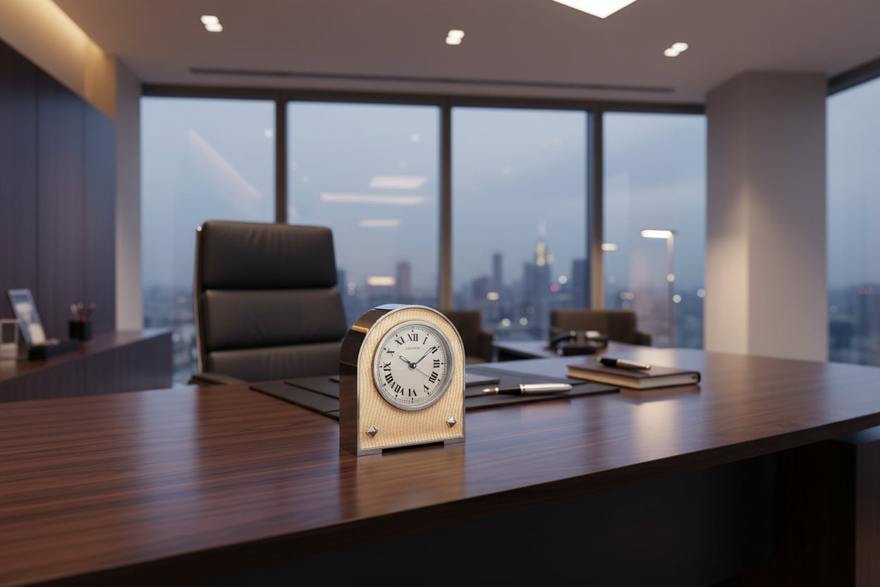 Cartier Enamel Alarm Desk Clock/ Horloge / Tischuhr Rare